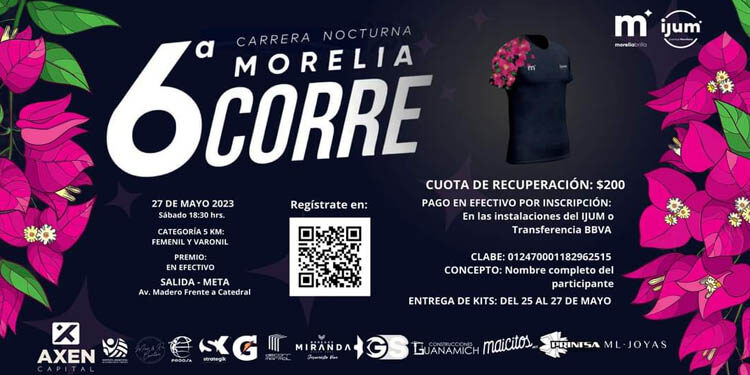 IJUM invita a formar parte de la 6ta Carrera Nocturna: Morelia Corre