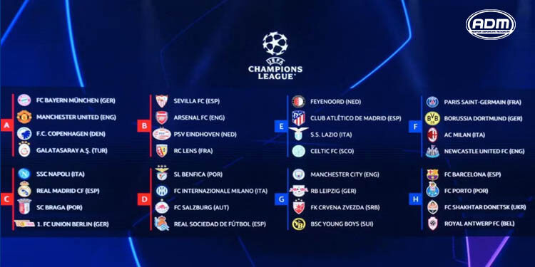 Definidos los grupos de la temporada 2023-24 de la Champions League