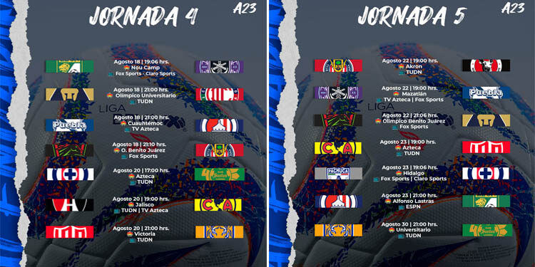 La Liga MX confirma los días y horarios de la Jornada 4 y 5