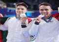 Osmar Olvera y Juan Manuel Celaya obtienen plata en la prueba de saltos sincronizados desde el trampolín